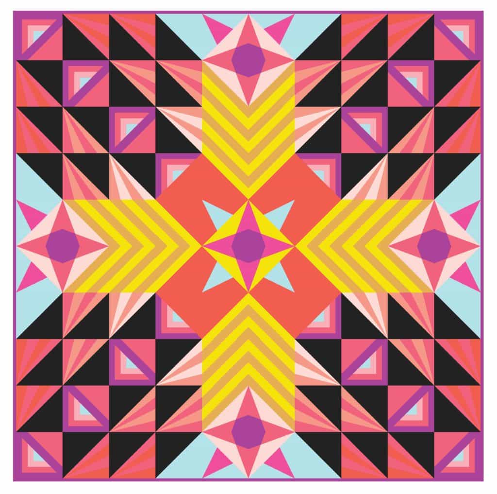 Stargazer BOM Quilt Pattern, Modern Triangle Quilts, Rebecca Bryan