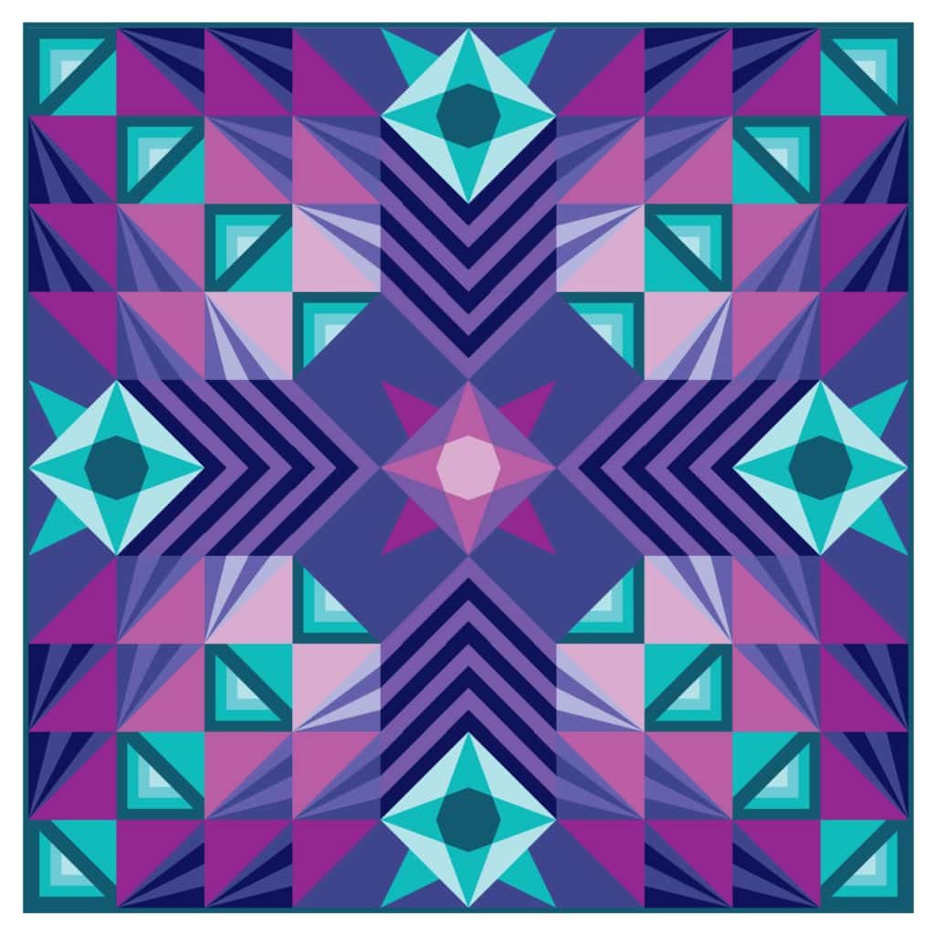 Stargazer BOM Quilt Pattern, Modern Triangle Quilts, Rebecca Bryan