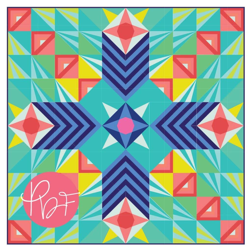 Stargazer Block of the Month, mock up by Pink Door Fabric