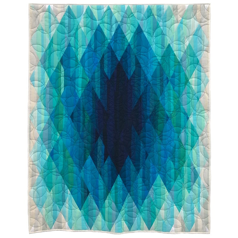 Murmuration, Rebecca Bryan, Bryan House Quilts, analogous color combination in blues, green-blue and green.