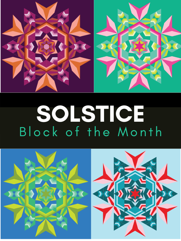 Solstice block of the month - 4 colorways - radial design quilt ideas