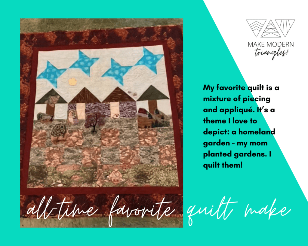 Member spotlight Nan Barone quilt with a garden theme.  