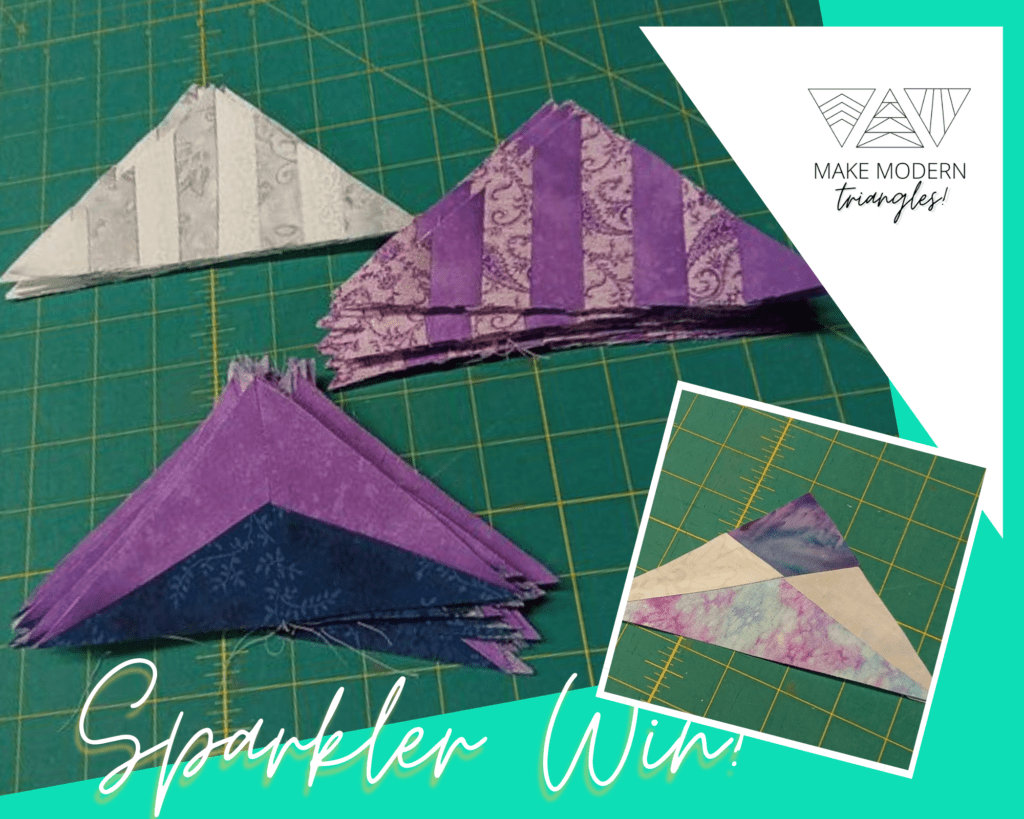 Sparkler BOM test block month 3 and blocks for months 1 and 2 in the Make Modern Triangles club.