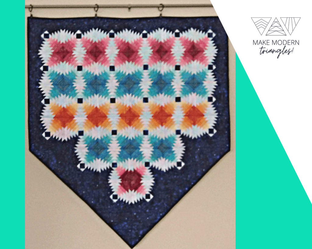 Foundation pieced feathered start quilt wall hanging by Shirley M., Make Modern Triangles featured member. 