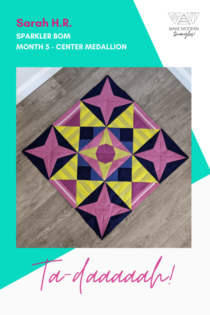 Sparkler BOM 5 center medallion in pink, blue, black,yellow, gold and magenta. 