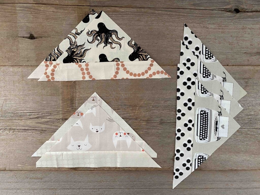 Image shows Block 18 from the book Modern Triangle Quilts, by Rebecca Bryan