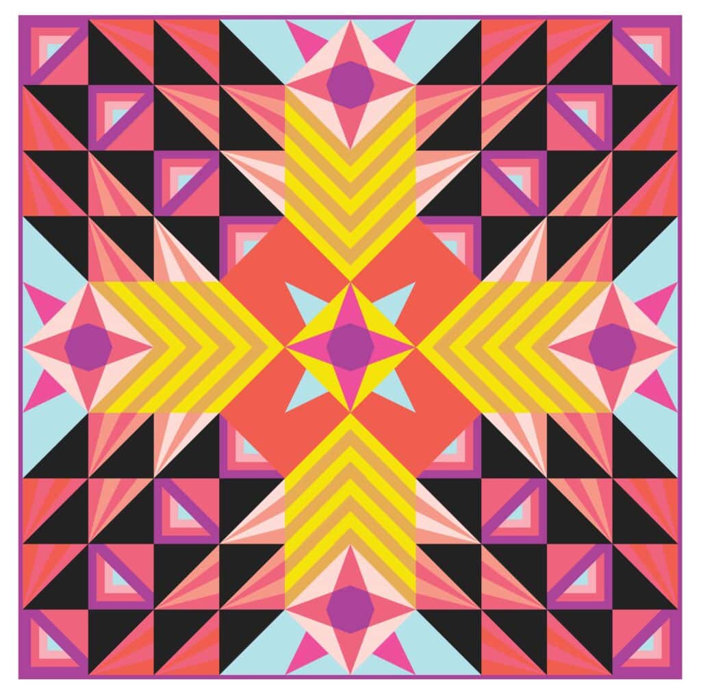 Design mock up of the Stargazer quilt in the Echinacea colorway.