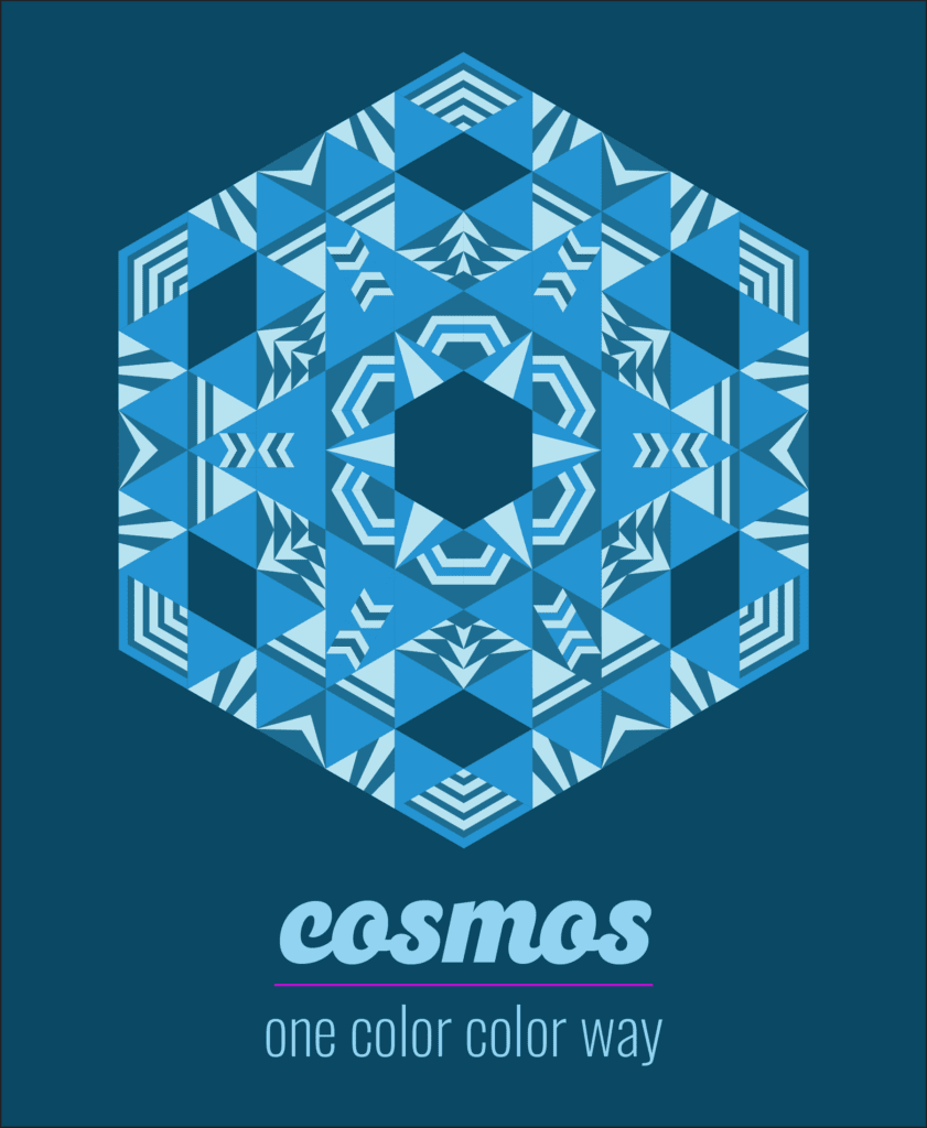 Cosmos BOM coloring page in a one-color palette: blues. 