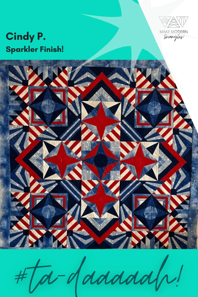 Sparkler BOM quilt red, white and blue colorway.