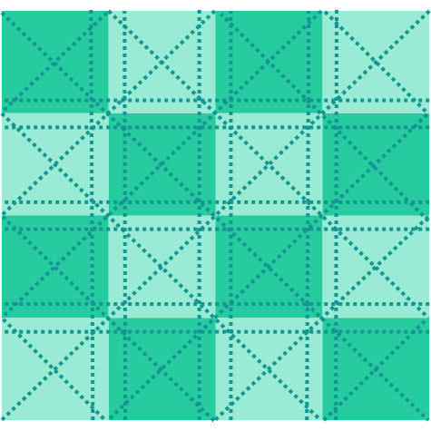 Combination diagonal and checkerboard straight line stitch methods for quilt tops