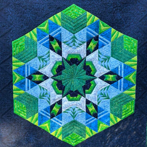 busy members make triangle blocks cosmos quilt finish