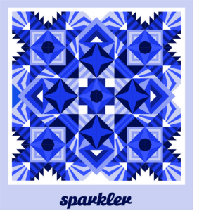 Sparkler BOM modern triangle two color quilt pattern.