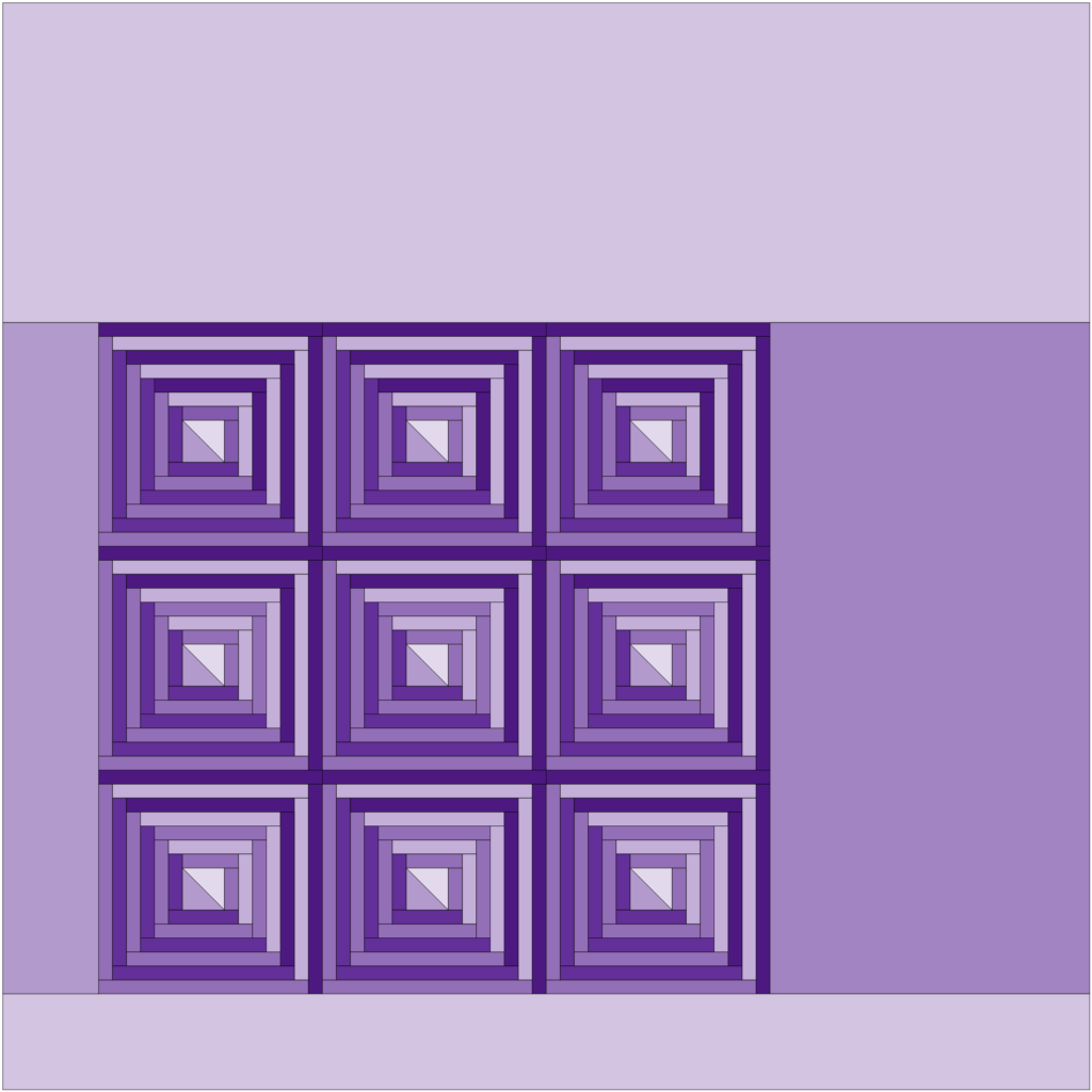 Purple log cabin monochromatic quilt pattern