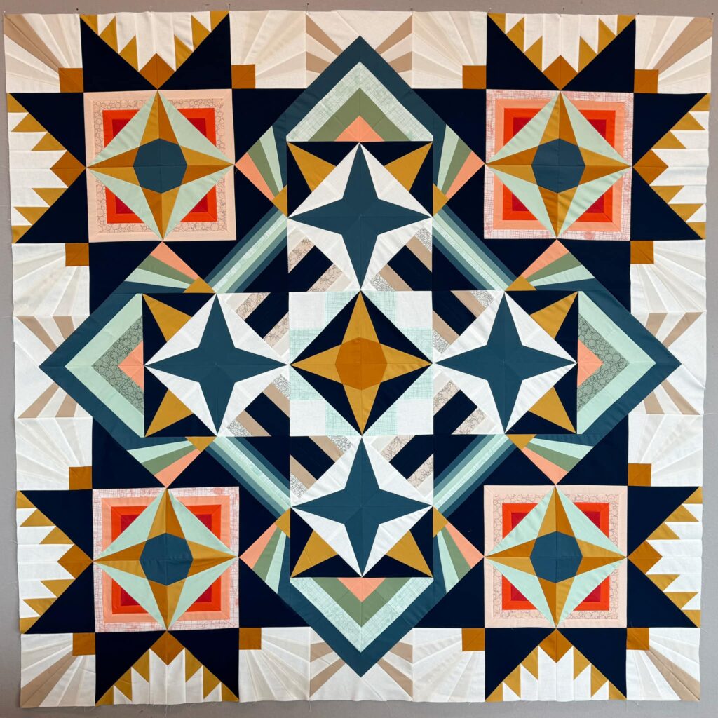 Radial Design Quilt in a square layout.