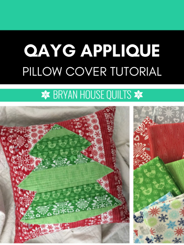 QAYG Appilque pillow cover tutorial title graphic