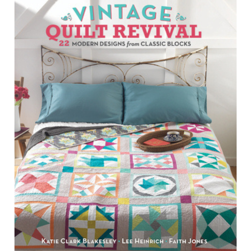 Vintage quilt revival book cover - book features sampler quilt patterns from classic blocks