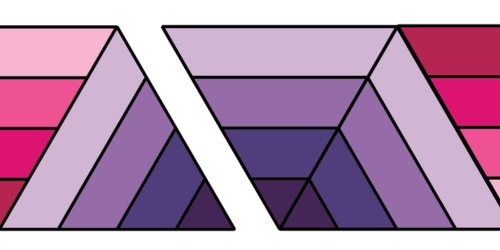 Sewing srips together to make modern triangle quilt blocks