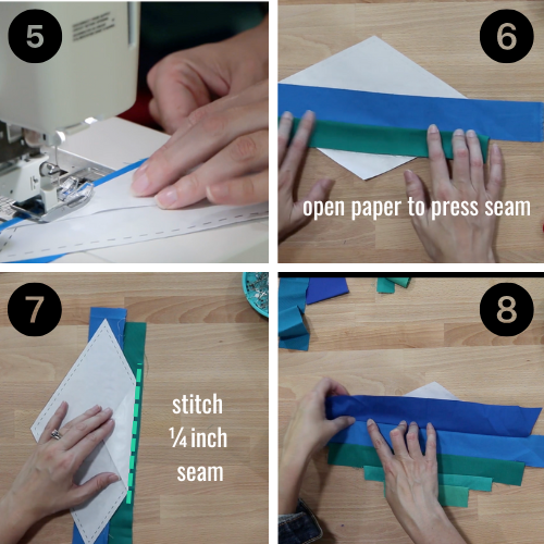 Improv freezer paper piecing techniques for adding fabric strips