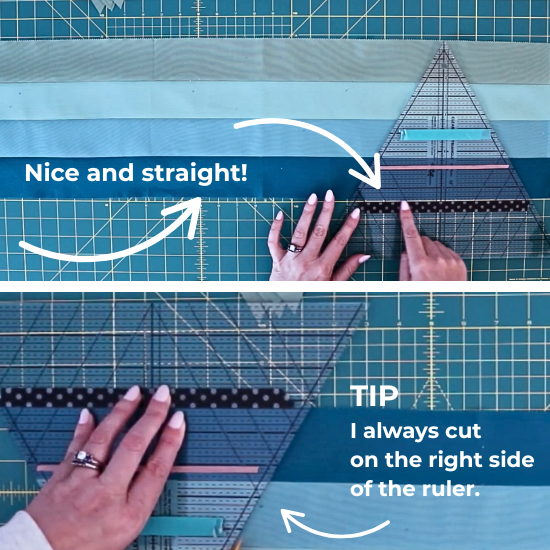 Lining up templates and rulers for cutting accurate triangles