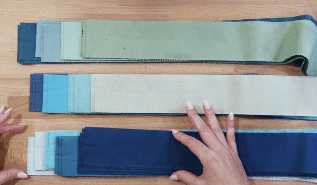 Color groups sorted from jelly roll strips