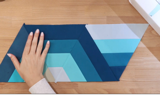 4 triangles sewn to create the beginning of the row.