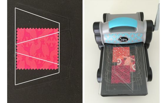 Fabric placement on Sizzix die to make wider and narrow fans 
