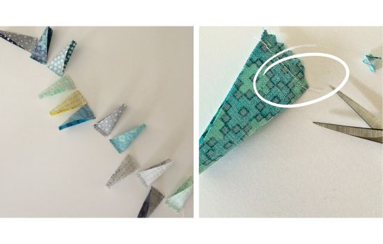 Form dresden fans by folding in half then clip folded corner for pointy tips for a neatly done  pincushion.