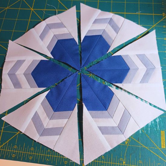 BOM blocks close up in tints and shades of blue.