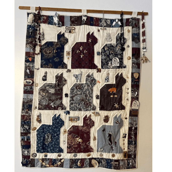 Cat motif block quilt