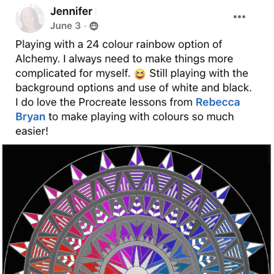 Alchemy BOM block one reveals a 24-color rainbow palette created by a Make Modern Triangles member.