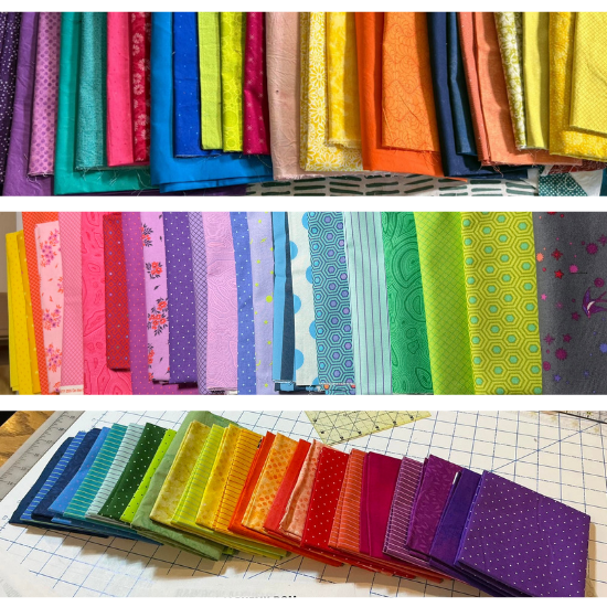 fabrics in rainbow colors